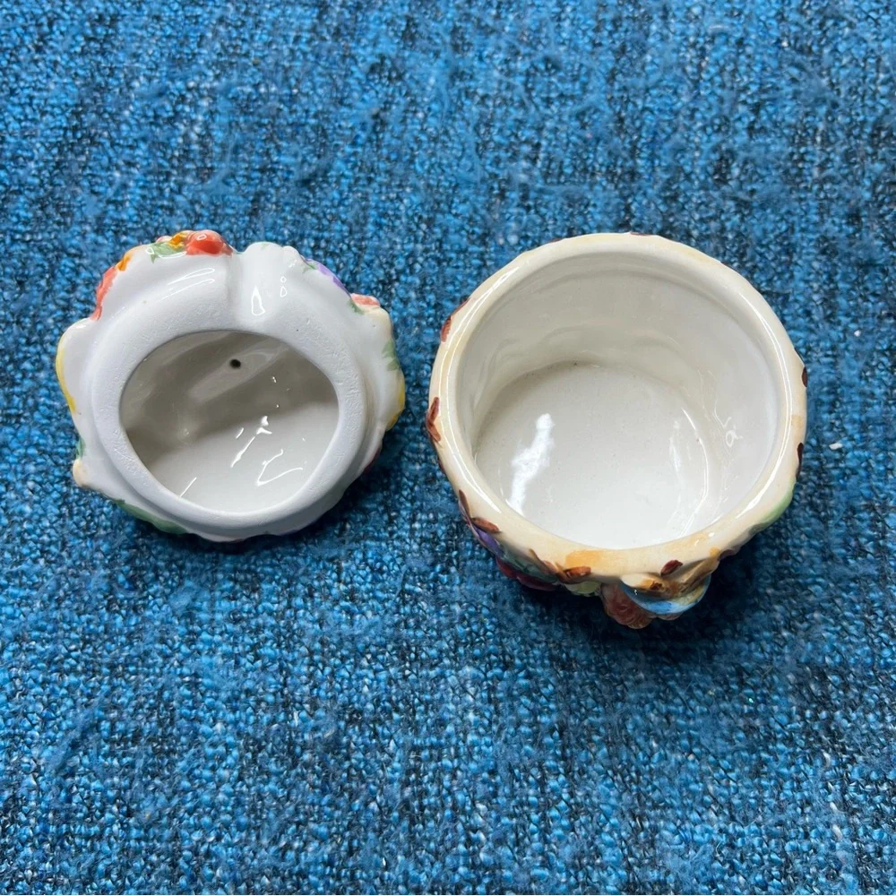 Vintage Merc Asia 1999 Garden Party Ceramic Sugar Dish Bunny Rabbit Floral